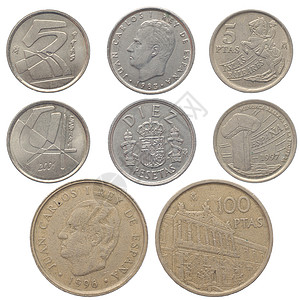 西班牙旧硬币投资市场货币金属力量金融银行业宝藏商业背景图片