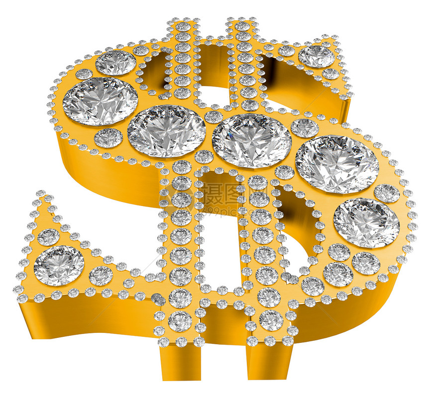 金3D美元符号 钻石横穿财富珠宝火花金属现金奢华宝石宝藏棱镜镶嵌图片