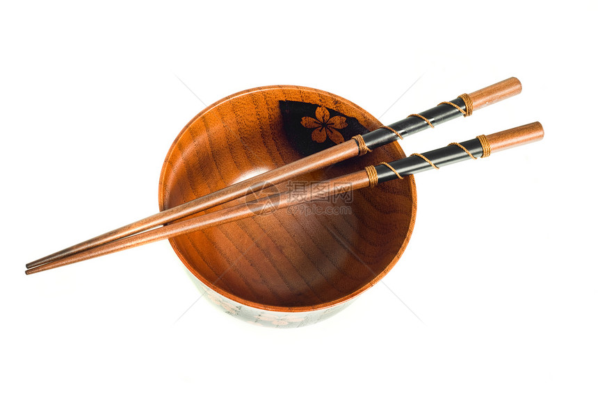 日本竹子和碗的顶端景色图片