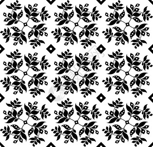 无缝花纹皇家曲线叶子墙纸织物纺织品布料白色黑色编织背景图片