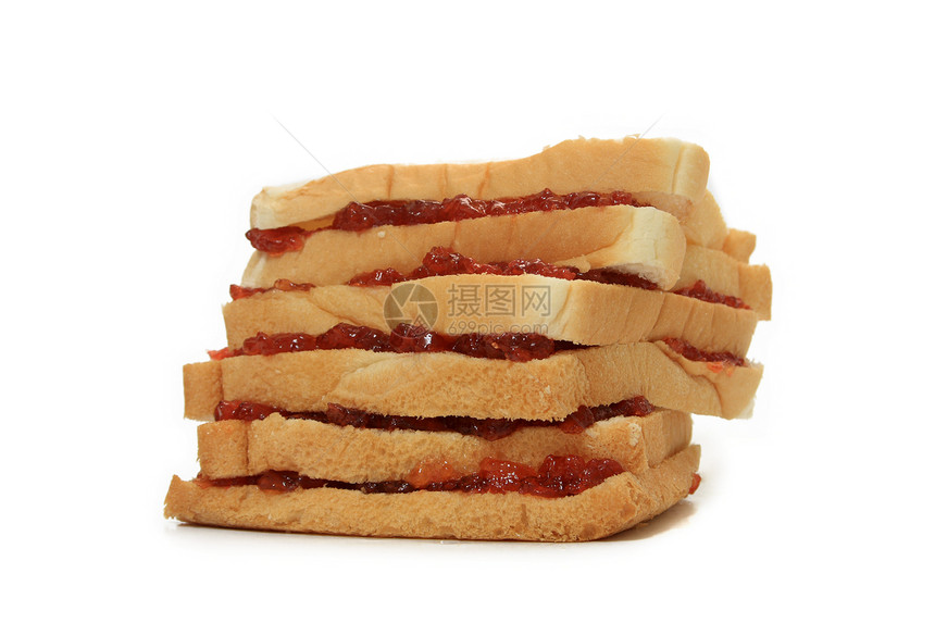 带草莓果酱的面包脆皮面粉食物美食白色红色饮食小麦粮食早餐图片