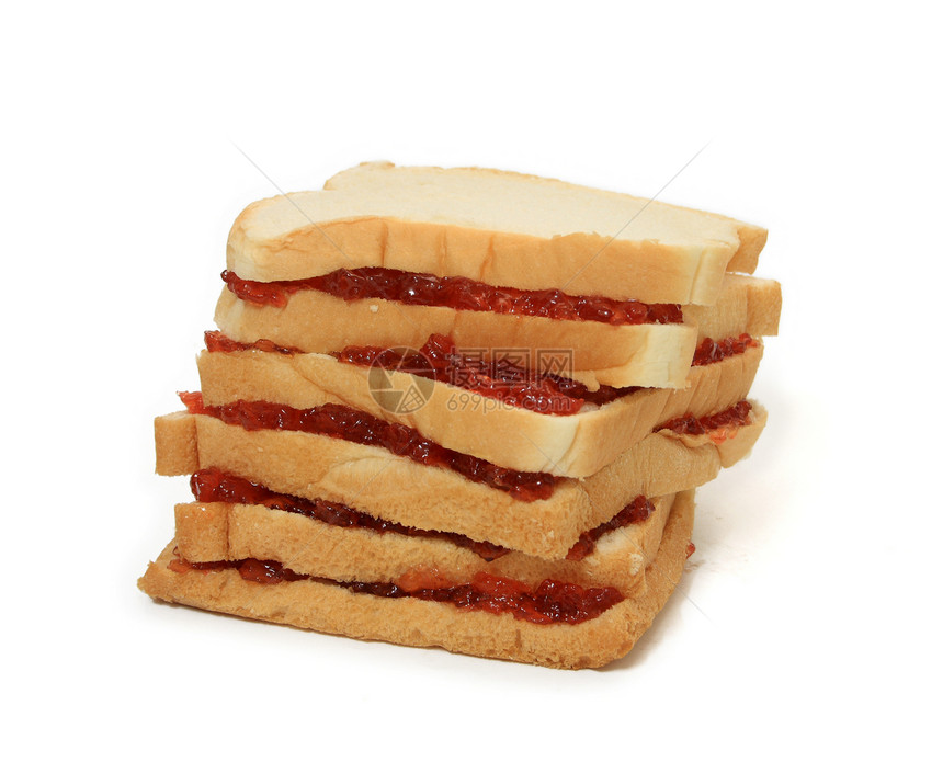 带草莓果酱的面包美食粮食小吃食物糕点饮食脆皮红色面粉小麦图片