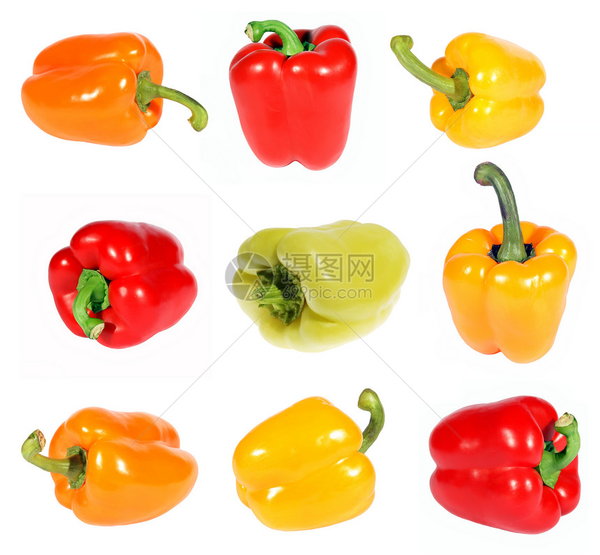 白色背景上的胡椒 孤立的植物饮食红辣椒烹饪蔬菜水果沙拉厨房食物营养图片