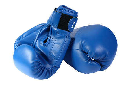 蓝拳球手套斗争齿轮运动装拳击手竞赛运动盒子皮革拳击背景图片