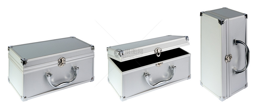 银色手提箱 孤立的财富商业宝石棺材储蓄车厢宝藏家具盒子树干图片