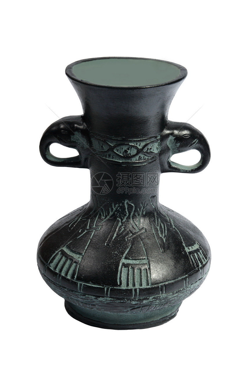 旧黑华花瓶象形文字黏土艺术文明水壶工艺历史性古董古物图片