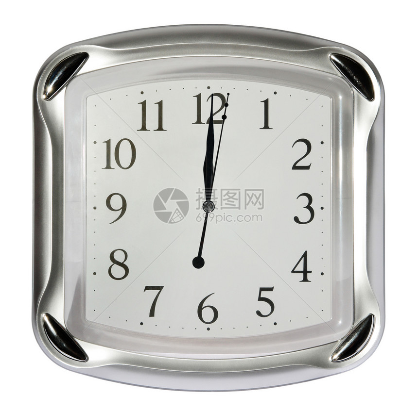 白色背景上的灰色壁钟圆圈工作钟表学校数字测量插图工作室玻璃手表图片