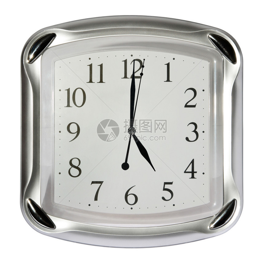 白色背景上的灰色壁钟插图时间测量小时学校玻璃工作室圆圈数字工作图片