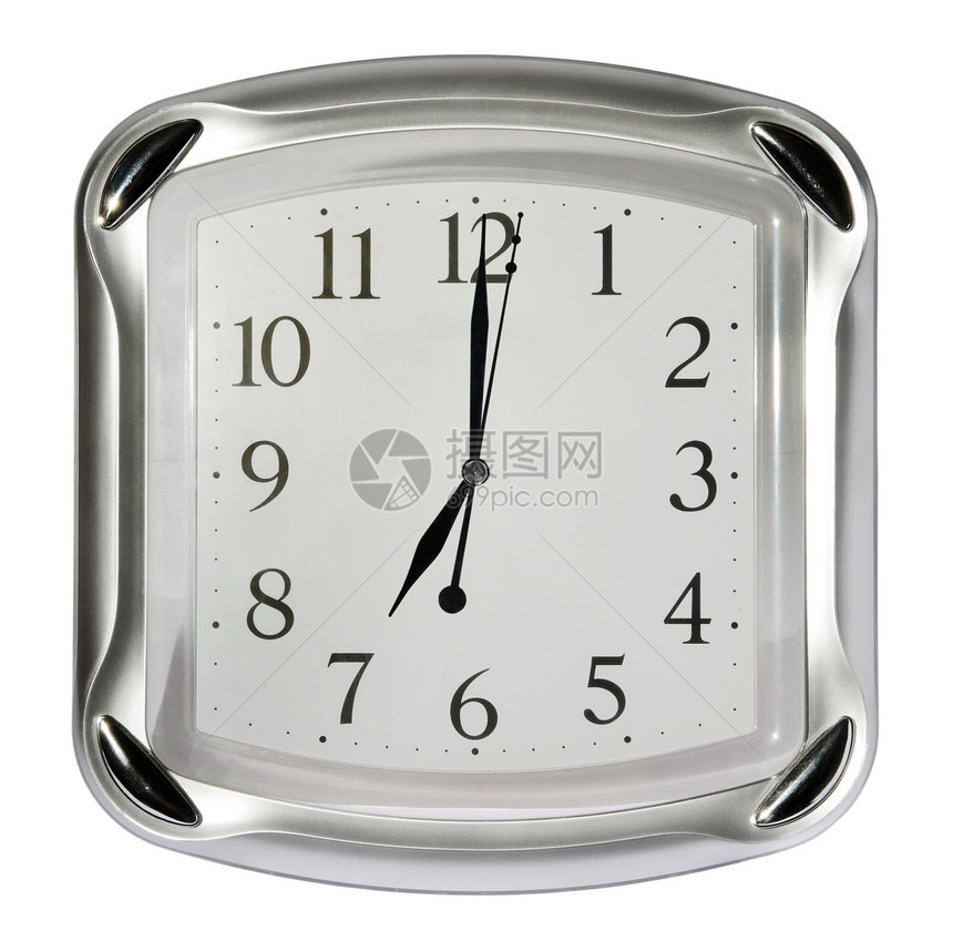 白色背景上的灰色壁钟测量圆圈插图工作室圆形手表玻璃时间学校小时图片
