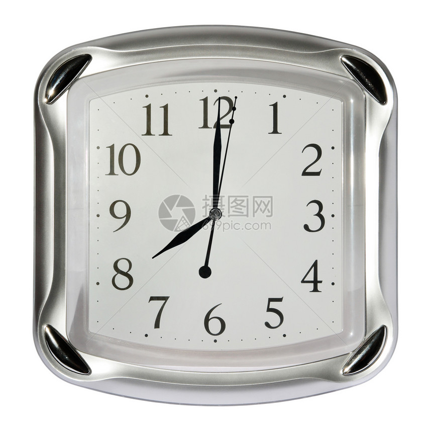 白色背景上的灰色壁钟工作测量手表钟表插图数字圆形学校工作室玻璃图片