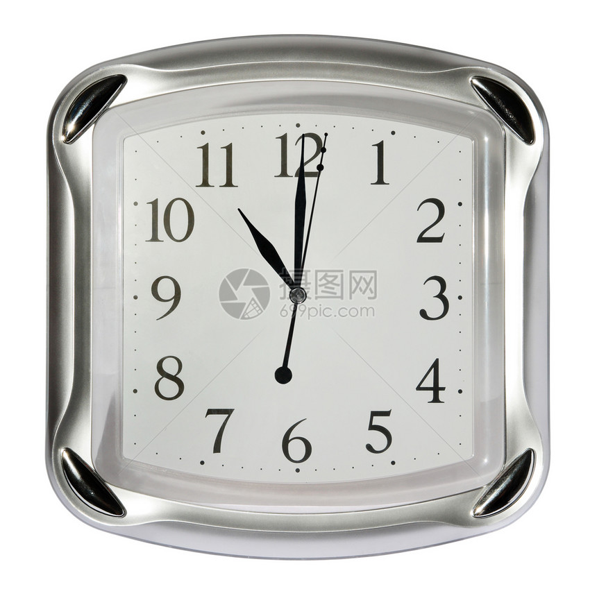 白色背景上的灰色壁钟学校测量小时手表工作插图圆形工作室玻璃数字图片