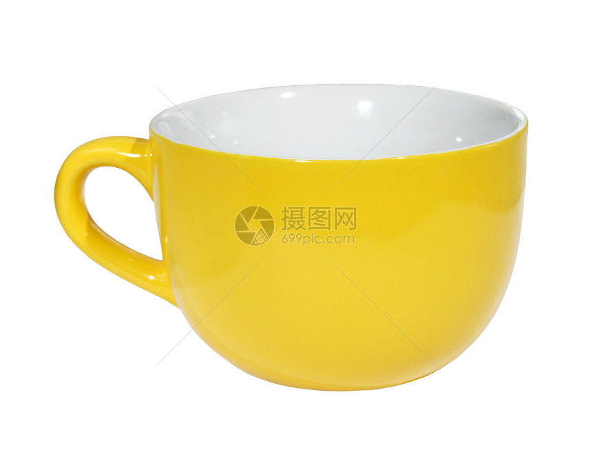 黄黄杯阴影陶瓷餐具宏观制品容量用具厨具陶器反射图片