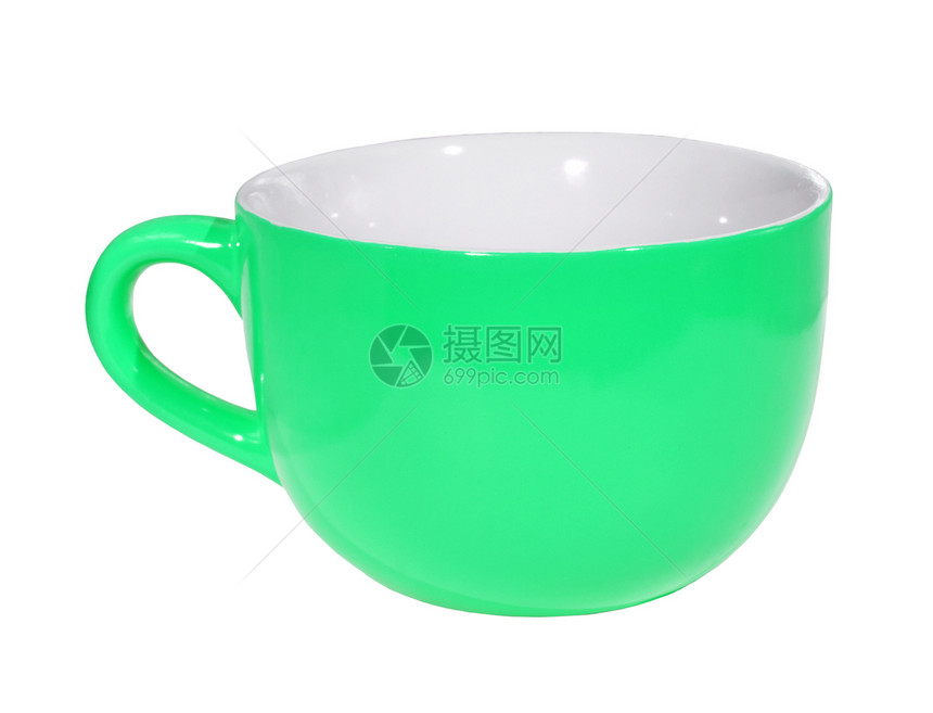 绿色杯陶瓷用具咖啡杯反射陶器制品餐具容量宏观阴影图片