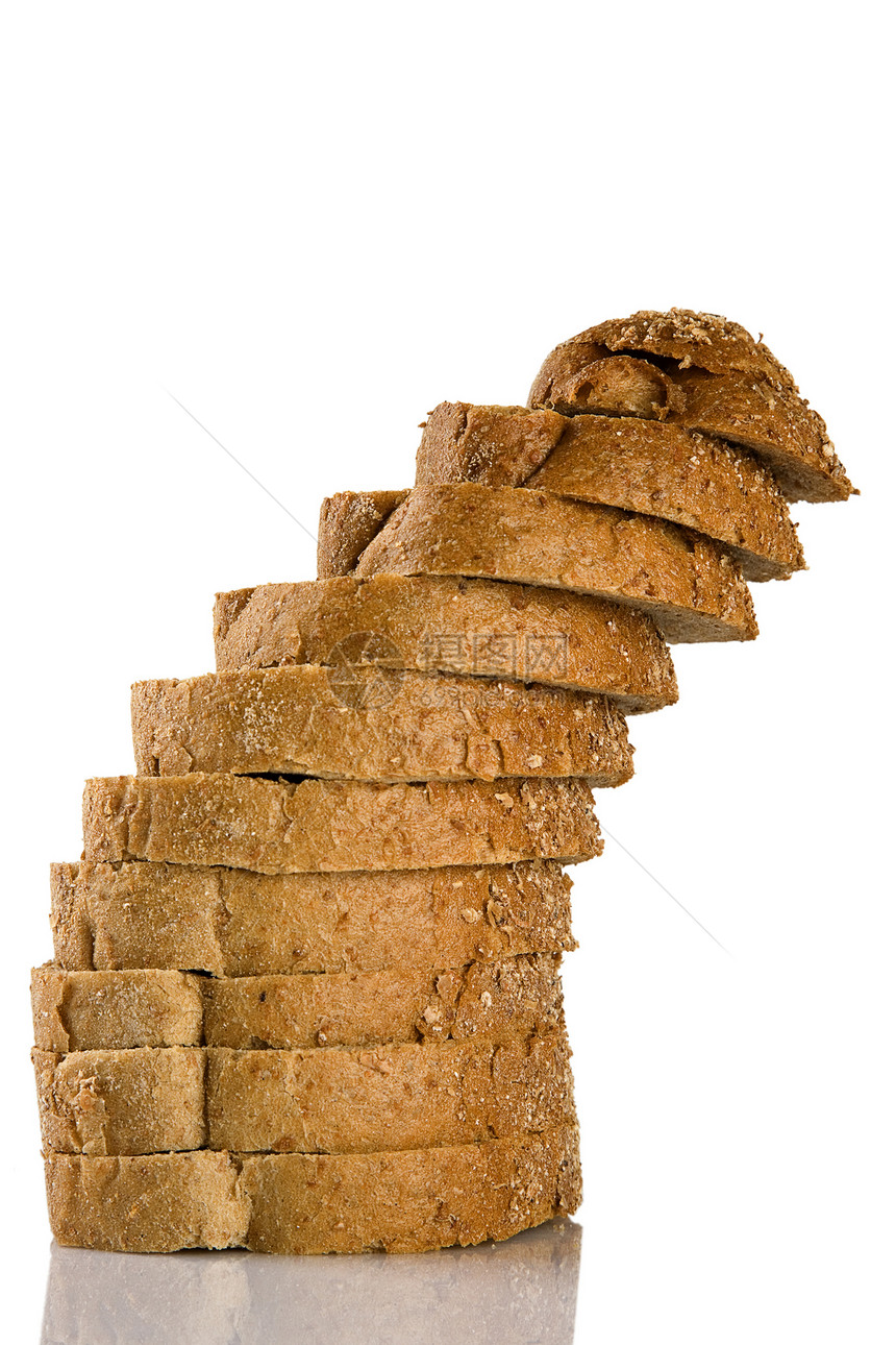 切片棕色面包塔图片