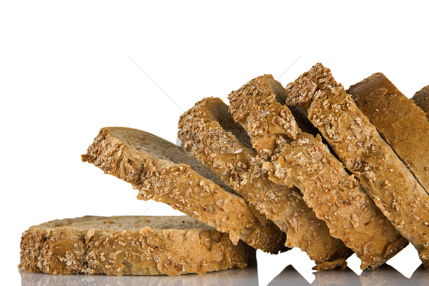 切片棕色面包 白底被孤立美食饮食早餐化合物包子小麦小吃面粉工作室碳水图片