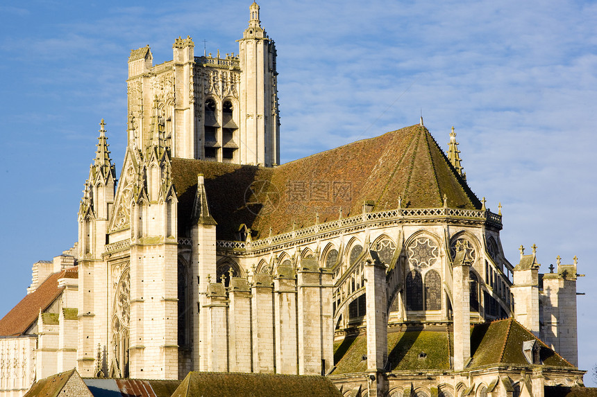 Auxerre大教堂 法国伯根迪历史教堂建筑外观世界景点历史性城市旅行寺庙图片