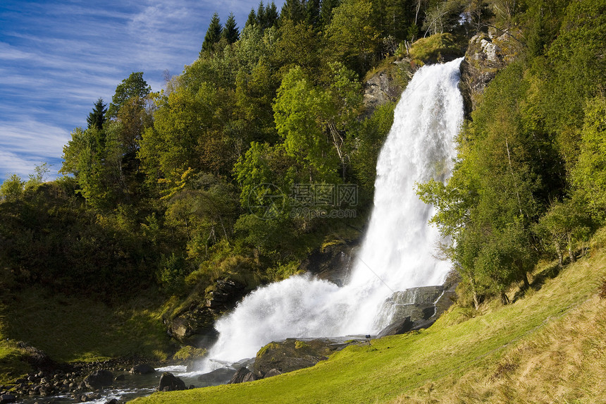 挪威Skeie瀑布风景外观位置世界河流旅行溪流图片
