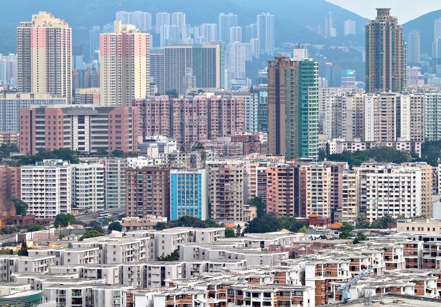 香港拥挤的大楼住宅生活摩天大楼窗户高楼多层建筑学不动产抵押住房图片