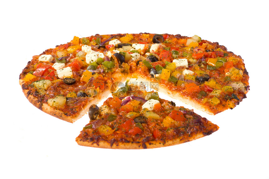 素食披萨胡椒菠萝用餐食物面条烹饪营养托盘午餐香肠图片