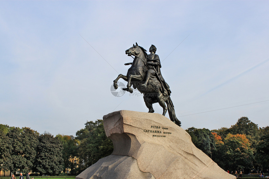 彼得第一石头游客景点皇帝地标青铜天空帝国骑手骑士图片