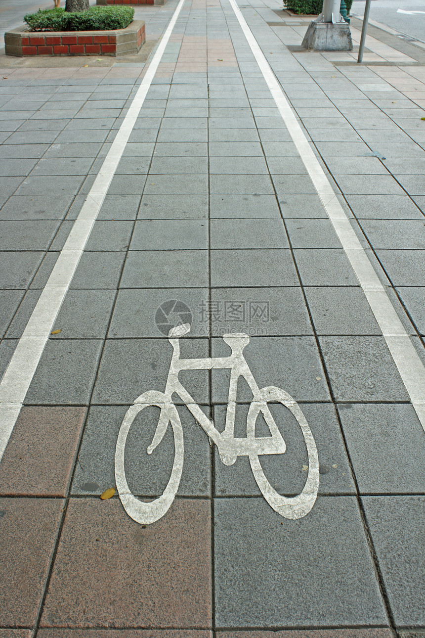 自行车车道符号信号交通小路路标运输旅行树木驾驶安全人行道图片