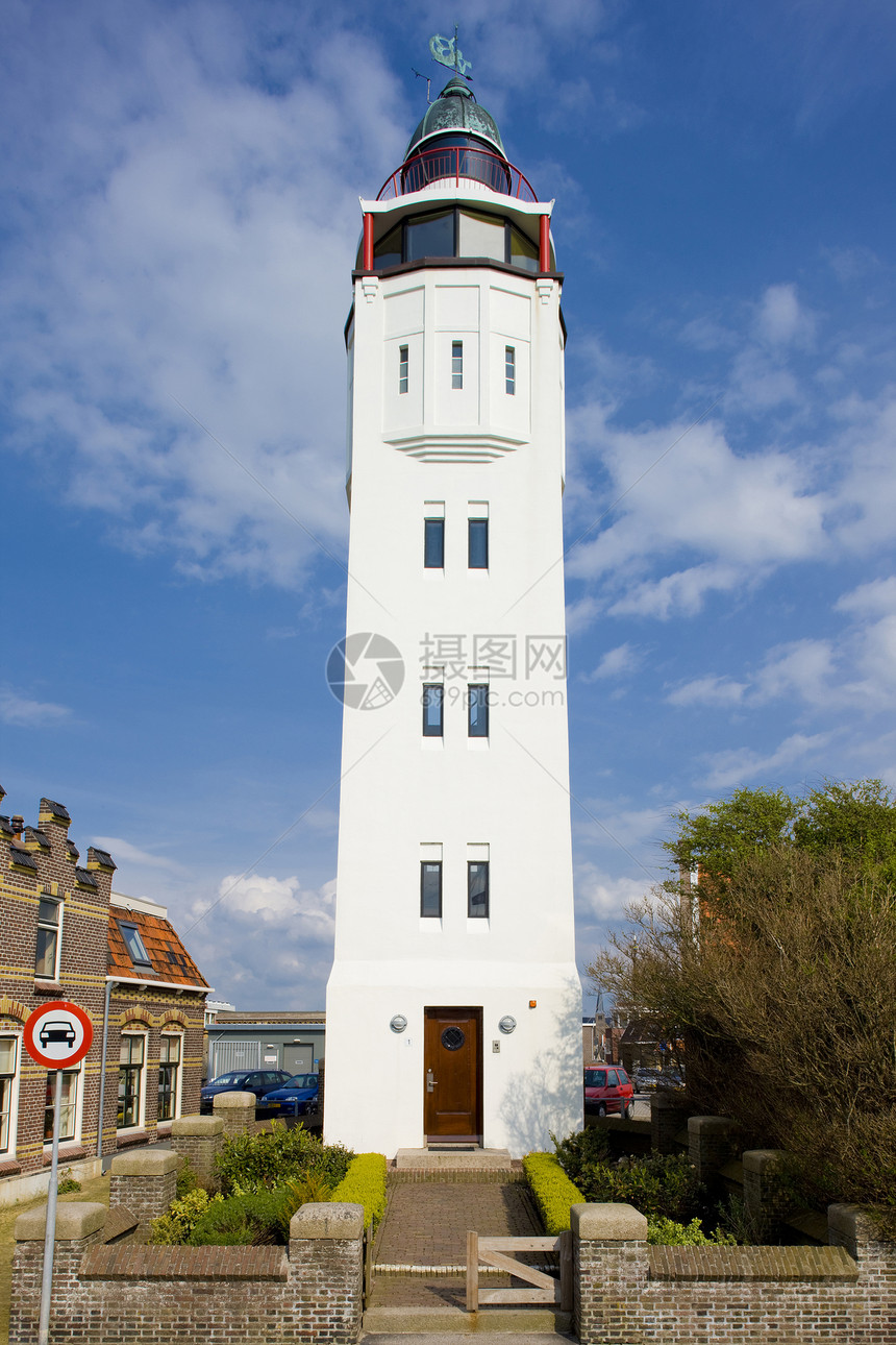 荷兰弗里斯兰Harlingen灯塔导航建筑学安全外观建筑物位置建筑灯塔世界指导图片