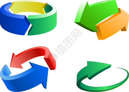 箭头标识元素绿色圆圈生长紫色红色环形商业漩涡青色橙子背景图片