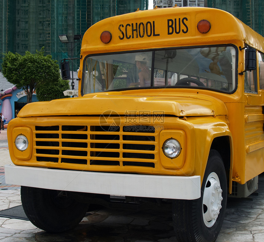 黄色校车闪光器孩子们反光板学生过境教育驾驶安全公共汽车学校图片