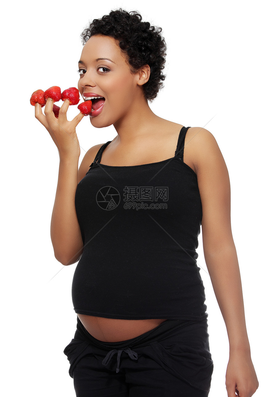 孕妇食草莓吃草莓母性父母肚子食物生活小吃营养腹部女士爆炸图片