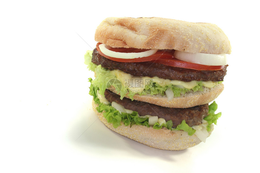 双倍汉堡汉堡零食食物育肥饮食享受芝麻洋葱馒头图片