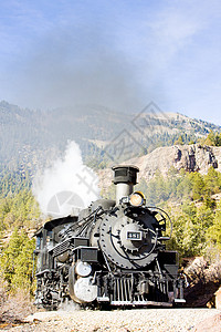 蒸汽牵引美国科罗拉多州铁路旅行窄轨外观铁路运输世界交通工具机车运输蒸汽位置背景