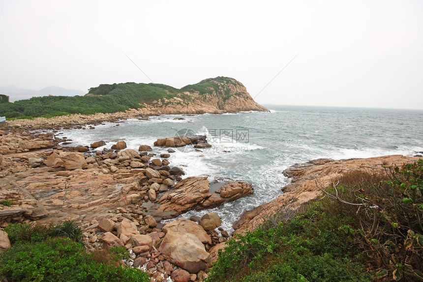 香港石O海洋石头戏剧性天空海岸线天际海湾海岸场景蓝天图片