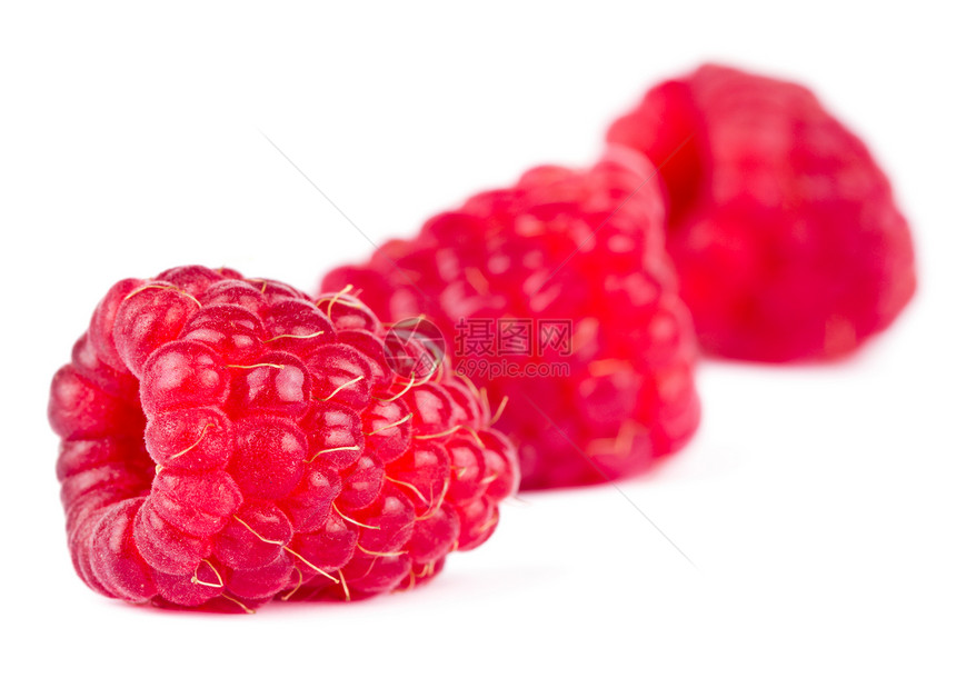 白色背景的草莓果味食物甜点饮食覆盆子养分宏观花园水果绿色图片