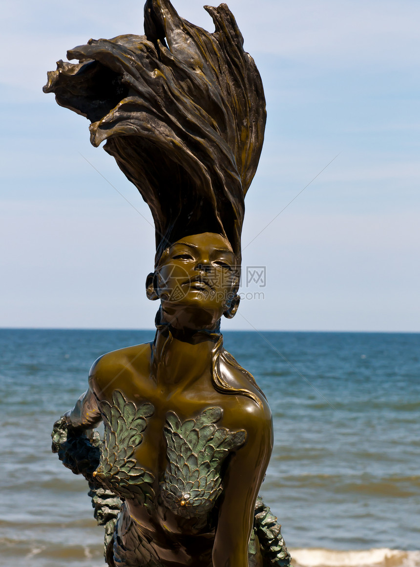 美人鱼纪念碑雕塑环境海洋若虫海浪冲浪波纹海景女士天空图片