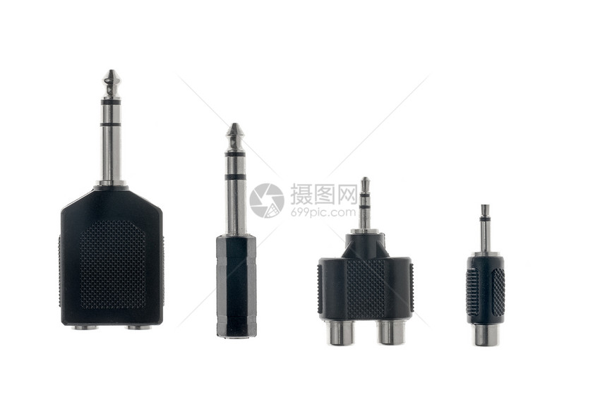 音频插塞适配器插头扬声器绳索白色电视红色视频连接器黑色适配器图片