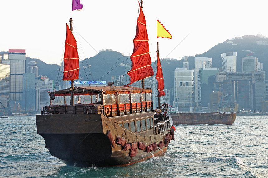 香港港帆帆船爬坡旅行摩天大楼天空玻璃导航旅游垃圾市中心中心图片