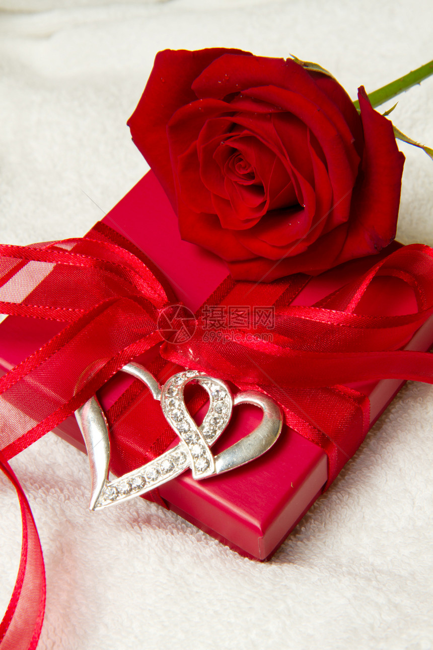 现箱和红玫瑰丝带庆典生日植物群玫瑰展示礼物宏观奉献精神图片