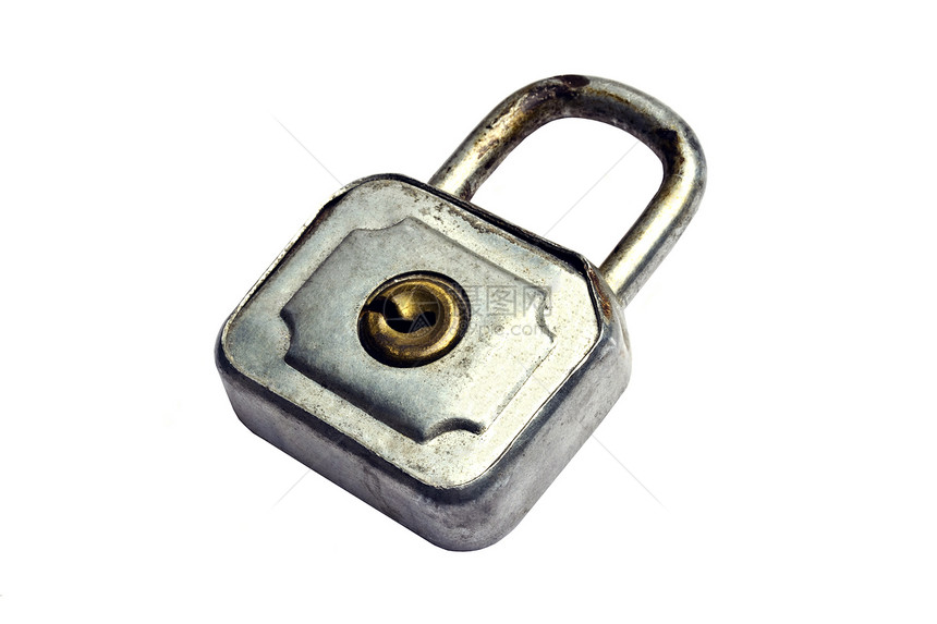 旧挂锁古董安全棕色钥匙秘密金属白色腐蚀图片