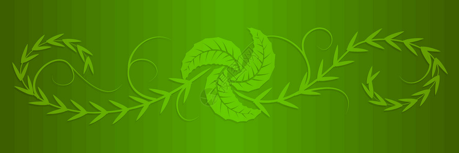 矢量树叶形状卷曲漩涡午餐绿色背景图片