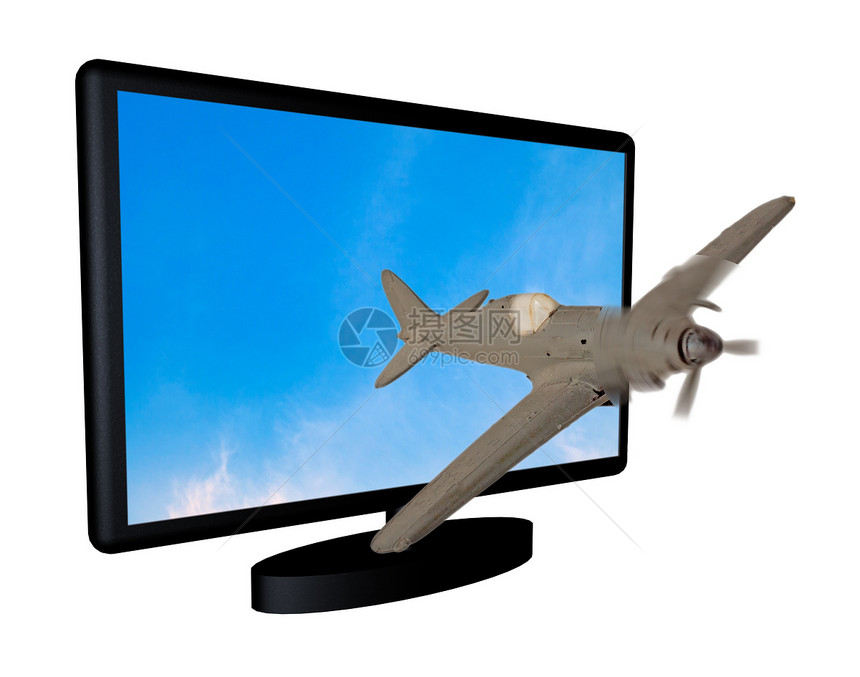 飞行娱乐桌面速度展示宽屏旅行蓝色监视器喷射商业图片
