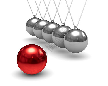 牛顿平衡摆球白背景上的平衡球 孤立的 3D 图像娱乐创造力团队金属重力活力压力力量团体合金背景
