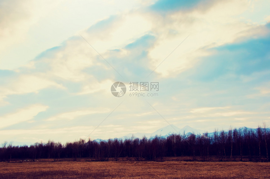 秋季风景公园爬坡蓝色季节生长生态草地叶子国家场景图片