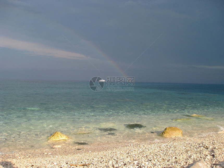 撒丁岛反射活力支撑海洋太阳旅游假期蓝色海景旅行图片