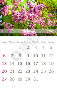 2012年5月日历时间紫丁香规划师商业床单背景图片