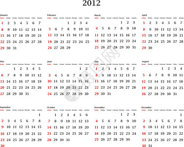 2012日历日程数字背景图片
