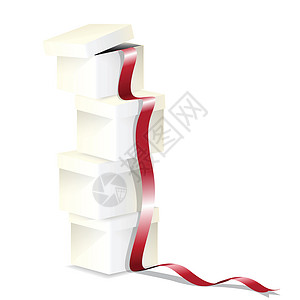 红色框框框框中红色磁带篮子惊喜包装礼物插图纸板白色插画