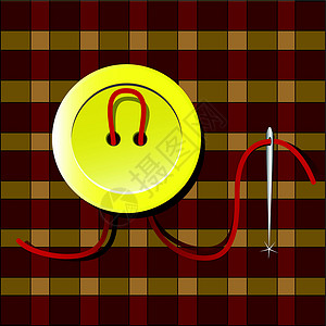 按钮和针材料黄色针线活插图纺织品乐器背景图片