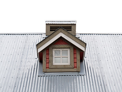 金属屋顶的小型多角窗背景图片