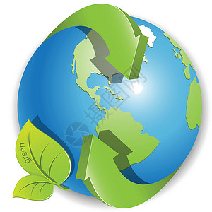 地球和箭头行星生态环境绿色蓝色回收技术圆圈世界背景图片