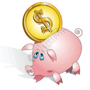 捂眼睛的小猪养猪银行机构投资贷款金子货币财富硬币幸福插图小猪设计图片